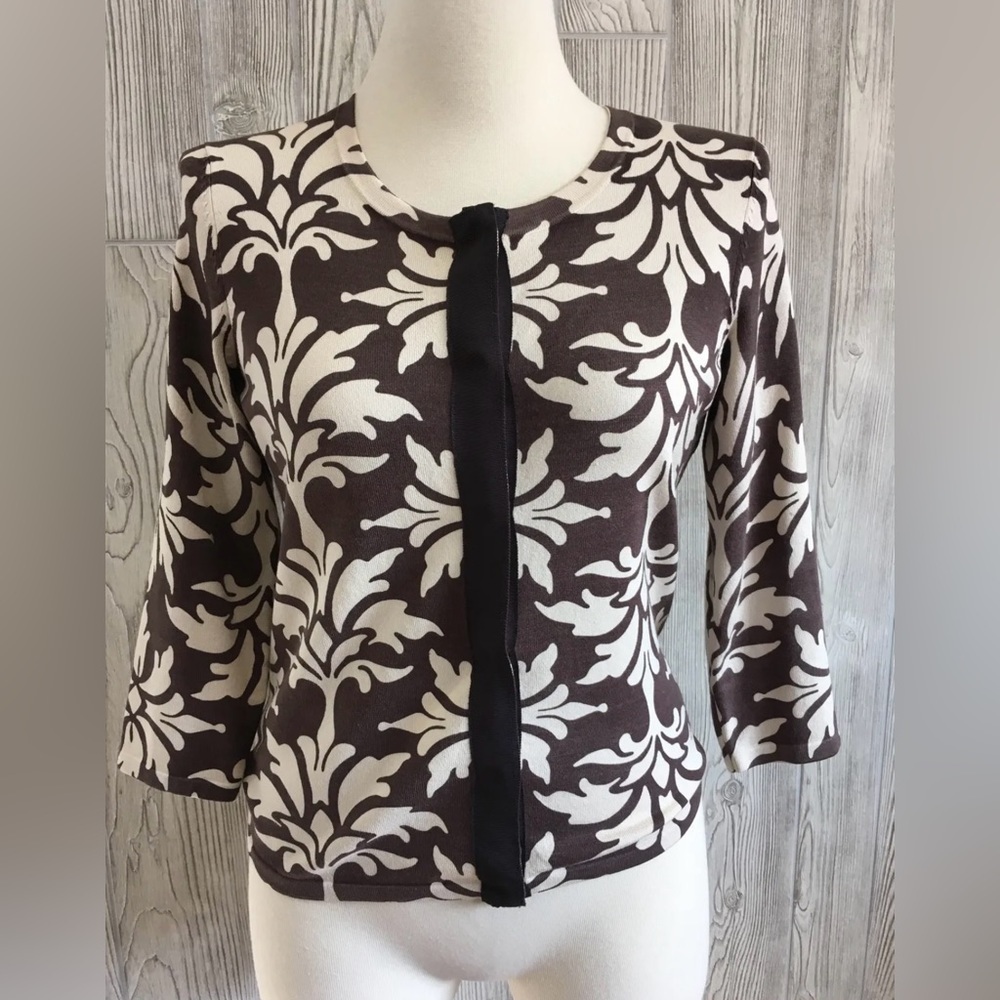 ANN TAYLOR Cardigan Snap Buttons Brown/Tan